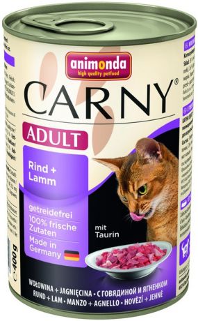 Animonda Carny Adult Rind & Lamm для взрослых кошек с говядиной и ягненком (400 гр)