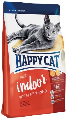 Happy Cat Supreme Fit & Well Adult Indoor Vopalpen-rind для взрослых кошек живущих дома с говядиной (1,4 кг)