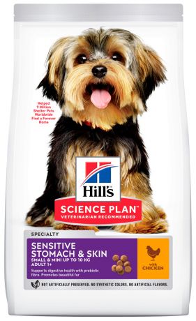 Hill’s Science Plan Adult Small & Mini Sensitive Stomach & Skin для взрослых собак маленьких пород при аллергии (3 кг)