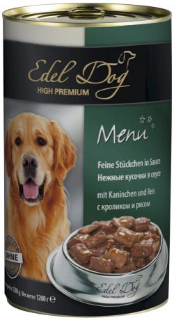 Edel Dog для взрослых собак крупных пород с кроликом и рисом в соусе 1200 гр (1200 гр)