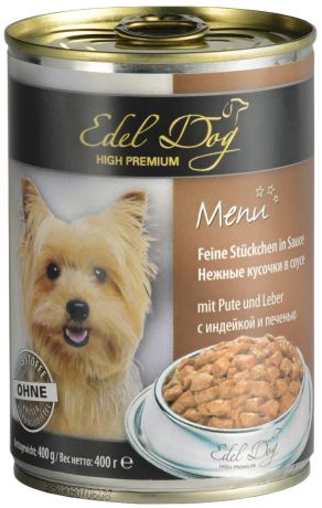 Edel Dog для взрослых собак всех пород с индейкой и печенью в соусе 400 гр (400 гр)