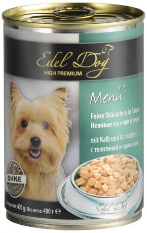 Edel Dog для взрослых собак всех пород с телятиной и кроликом в соусе 400 гр (400 гр)