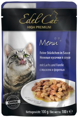 Edel Cat для взрослых кошек с лососем и форелью в соусе 100 гр (100 гр)