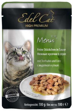 Edel Cat для взрослых кошек с индейкой и уткой в соусе 100 гр (100 гр)