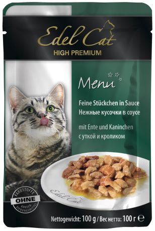 Edel Cat для взрослых кошек с уткой и кроликом в соусе 100 гр (100 гр)