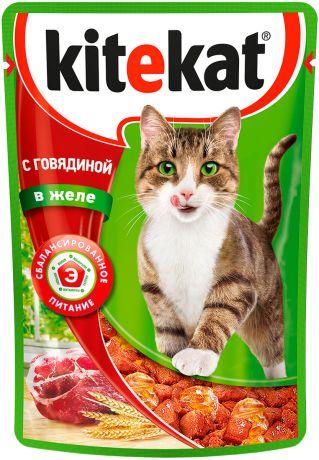 Kitekat для взрослых кошек с говядиной в желе 85 гр (85 гр)