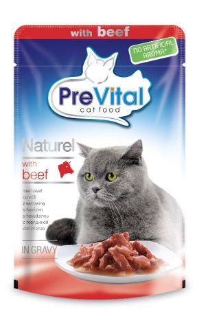 Prevital Naturel для взрослых кошек с говядиной в соусе 85 гр (85 гр)