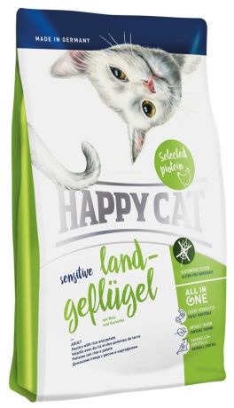 Happy Cat Sensitive Adult Land–geflugel для взрослых кошек при аллергии с птицей, рисом и картофелем (4 кг)