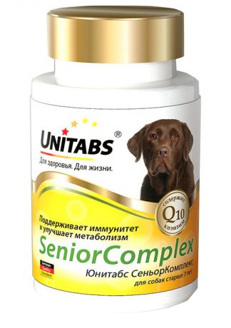 Unitabs Seniorcomplex – Юнитабс витаминно-минеральный комплекс для пожилых собак старше 7 лет для укрепления иммунитета с Q10 (100 таблеток)