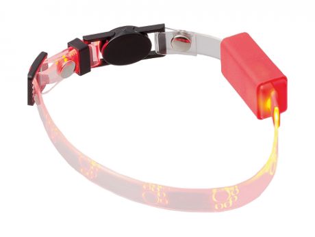 Ошейник для собак светящийся Лапки прозрачный V.I.Pet, красный, 20 – 27 см/10 мм (1 шт)
