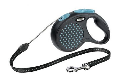 Flexi Design Cord – Флекси тросовый поводок-рулетка для животных, 5 м, размер M, голубая (1 шт)