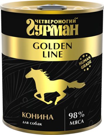 четвероногий гурман Golden Line для взрослых собак с кониной натуральной в желе (100 гр)