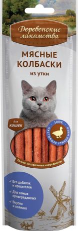 Лакомства деревенские для кошек колбаски с уткой (45 гр)
