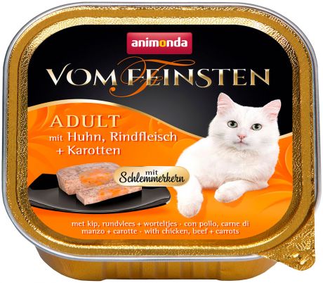 Animonda Vom Feinsten Adult Mit Huhn, Rind & Karotten для привередливых взрослых кошек меню для гурманов с курицей, говядиной и морковью 100 гр (100 гр)