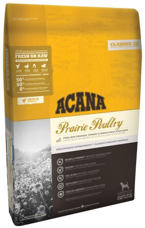 Acana Classic Prairie Poultry Dog для собак и щенков всех пород с курицей, индейкой и овсом (17 кг)