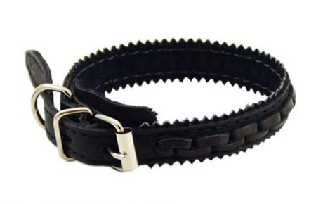 Ошейник для собак кожаный плетеный, черный, шир. 15 мм, ZooMaster (25 см)