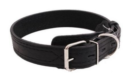 Ошейник для собак кожаный с двойной строчкой, черный, шир. 35 мм, ZooMaster (50 см)