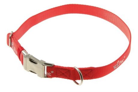 Ошейник для собак регулируемый красный нейлон/металл 35 – 56 см/20 мм V.I.Pet (1 шт)