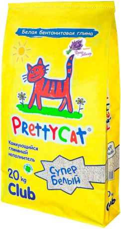 Pretty Cat супер белый наполнитель комкующийся для туалета кошек с ароматом лаванды (2 кг)