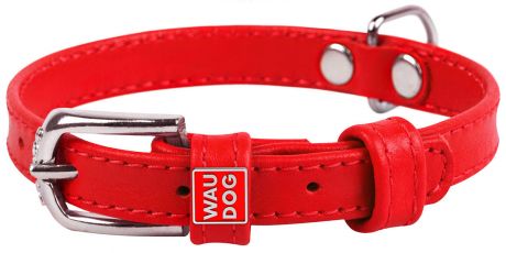 Ошейник кожаный для собак без украшений красный 15 мм 27 – 36 см Collar WauDog Glamour (1 шт)