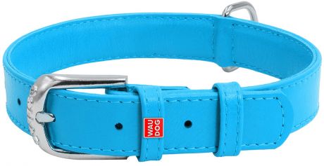 Ошейник кожаный для собак без украшений синий 20 мм 30 – 39 см Collar WauDog Glamour (1 шт)