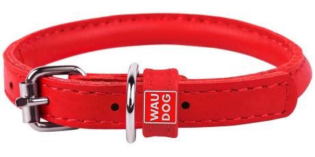 Ошейник кожаный круглый для длинношерстных собак красный 8 мм 25 – 33 см Collar WauDog Glamour (1 шт)