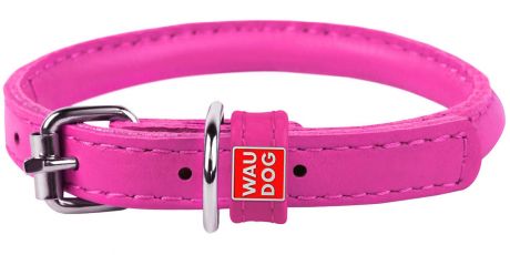 Ошейник кожаный круглый для длинношерстных собак розовый 8 мм 25 – 33 см Collar WauDog Glamour (1 шт)