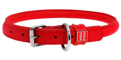 Ошейник кожаный круглый для длинношерстных собак красный 10 мм 39 – 47 см Collar WauDog Glamour (1 шт)