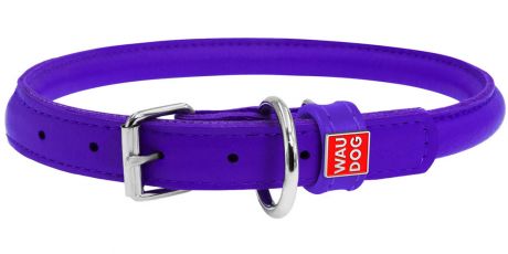 Ошейник кожаный круглый для длинношерстных собак фиолетовый 10 мм 39 – 47 см Collar WauDog Glamour (1 шт)