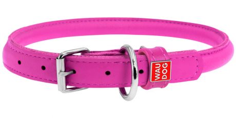Ошейник кожаный круглый для длинношерстных собак розовый 10 мм 33 – 41 см Collar WauDog Glamour (1 шт)