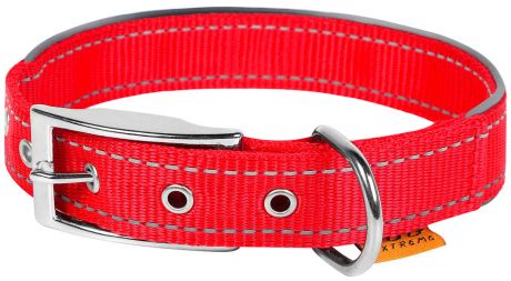 Ошейник нейлоновый для собак двойной со светоотражающей вставкой красный 20 мм 30 – 40 см Collar Dog Extreme (1 шт)