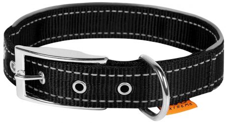 Ошейник нейлоновый для собак двойной со светоотражающей вставкой черный 25 мм 38 – 48 см Collar Dog Extreme (1 шт)