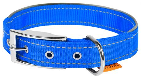 Ошейник нейлоновый для собак двойной со светоотражающей вставкой синий 25 мм 38 – 48 см Collar Dog Extreme (1 шт)