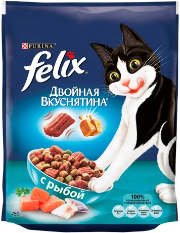 Felix двойная вкуснятина для взрослых кошек с рыбой (0,75 кг)