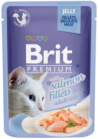 Brit Premium Cat Jelly Salmon Fillets для взрослых кошек кусочки филе лосося в желе 85 гр (85 гр)