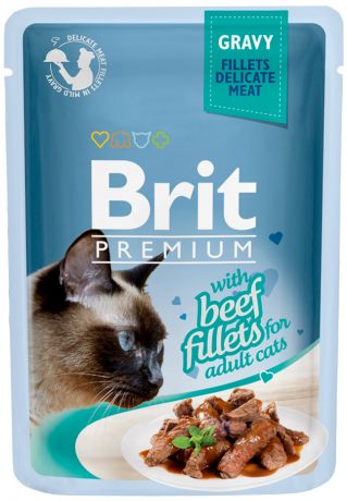 Brit Premium Cat Gravy Beef Fillets для взрослых кошек кусочки филе говядины в соусе 85 гр (85 гр)