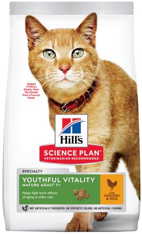 Hill’s Science Plan Feline Youthful Vitality Mature Adult 7+ Chicken & Rice для пожилых кошек старше 7 лет с курицей и рисом (1,5 кг)