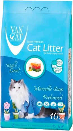 Van Cat Marsilla Soap наполнитель комкующийся для туалета кошек с ароматом марсельского мыла (10 кг)