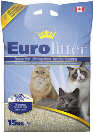 Eurolitter наполнитель комкующийся для туалета кошек Контроль запаха без пыли с ароматом лаванды (7 кг)