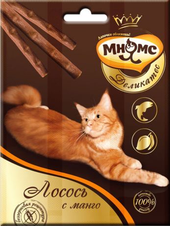 Лакомство мнямс деликатес для кошек палочки с лососем и манго (1 шт)