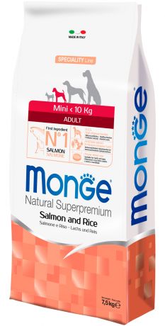 Monge Speciality Dog Mini Adult для взрослых собак маленьких пород с лососем и рисом (0,8 кг)