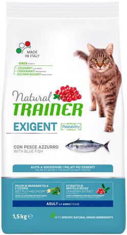 Trainer Natural Exigent Cat With Blue Fish для привередливых взрослых кошек с пеламидой (0,3 кг)