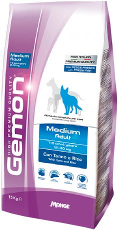 Gemon Dog Adult Medium для взрослых собак средних пород с тунцом и рисом (3 кг)