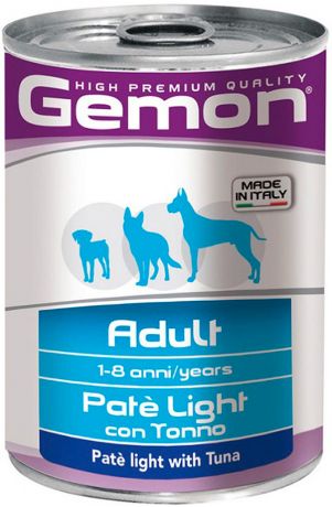 Gemon Dog Light диетические для взрослых собак всех пород паштет с тунцом 400 гр (400 гр)