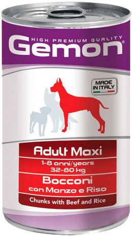 Gemon Dog Adult Maxi для взрослых собак крупных пород с кусочками говядины и рисом 1250 гр (1250 гр)