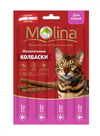 Лакомство Molina для кошек колбаски с курицей и уткой (20 гр)