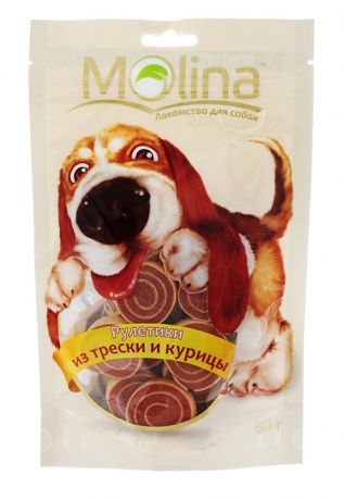 Лакомство Molina для взрослых собак рулетики с треской и курицей (80 гр)