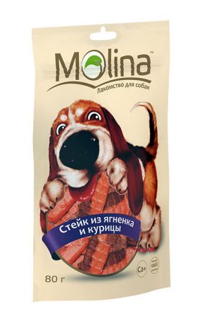 Лакомство Molina для взрослых собак стейк с ягненком и курицей (80 гр)