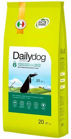 Dailydog Senior Medium & Large Breed Chicken & Rice монобелковый для пожилых собак средних и крупных пород с курицей и рисом (20 кг)