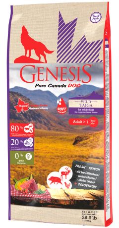 Genesis Pure Canada Wild Taiga Adult Soft беззерновой для взрослых собак всех пород при аллергии с кабаном, оленем и курицей (11,79 кг)